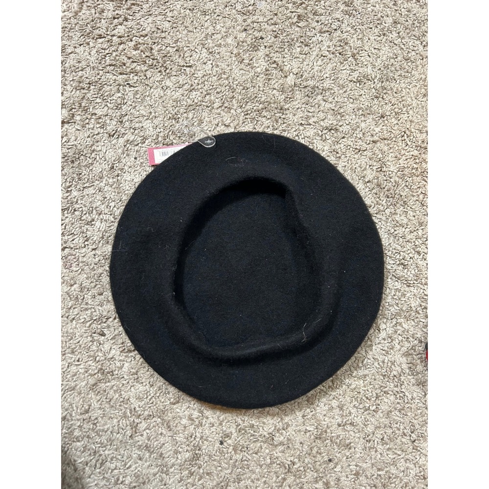 NWT Merona Black 100% Wool Artist French Beret Hat One Size - Picture 6 of 8